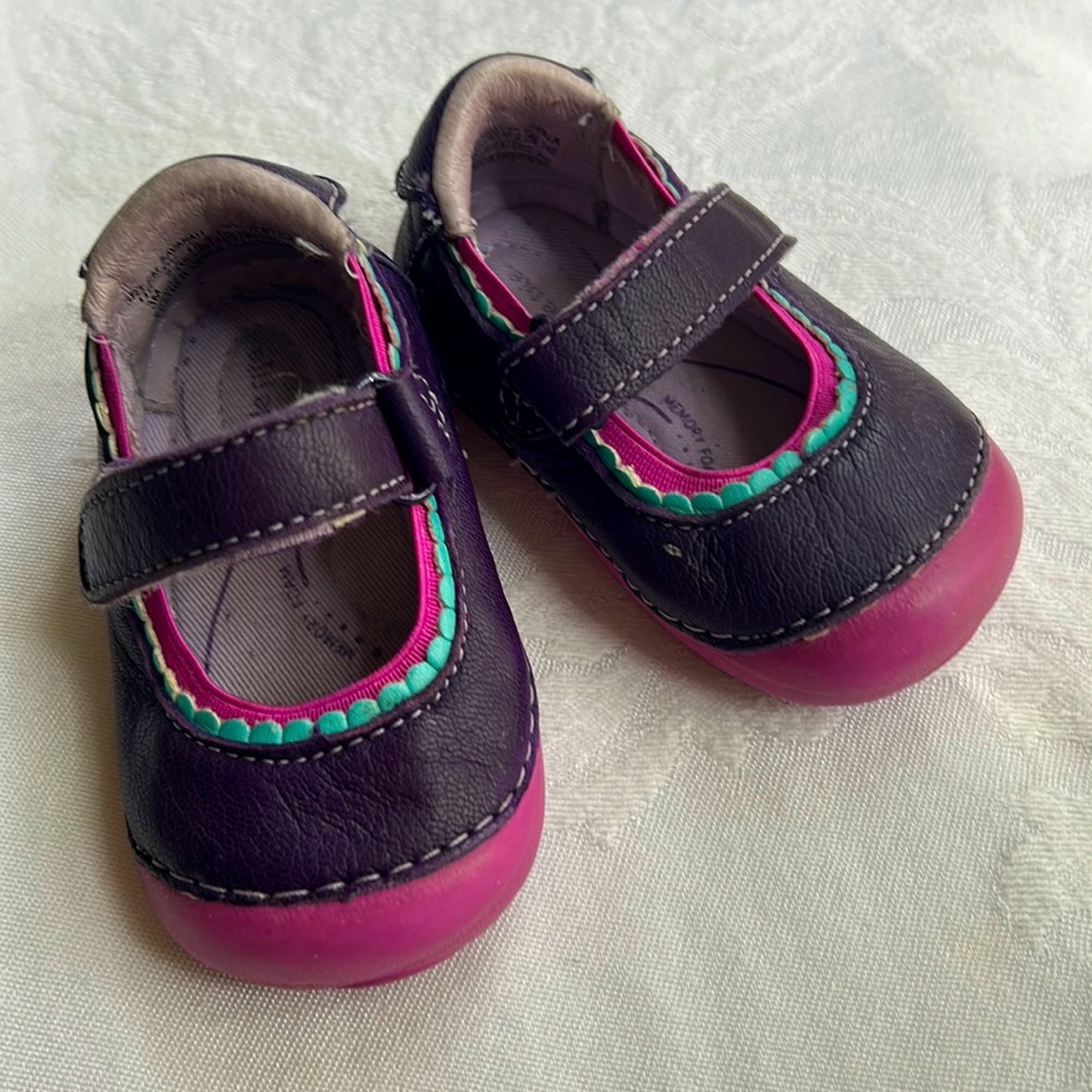 COPY - Stride Rite Baby girl purple leather Mary Jane Savanah Walkers Sz 3 mont…